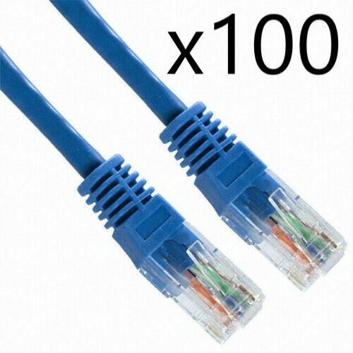 100 Pack Lot - 7ft CAT6 Ethernet Network LAN Router Patch Cable Cord Wire Blue