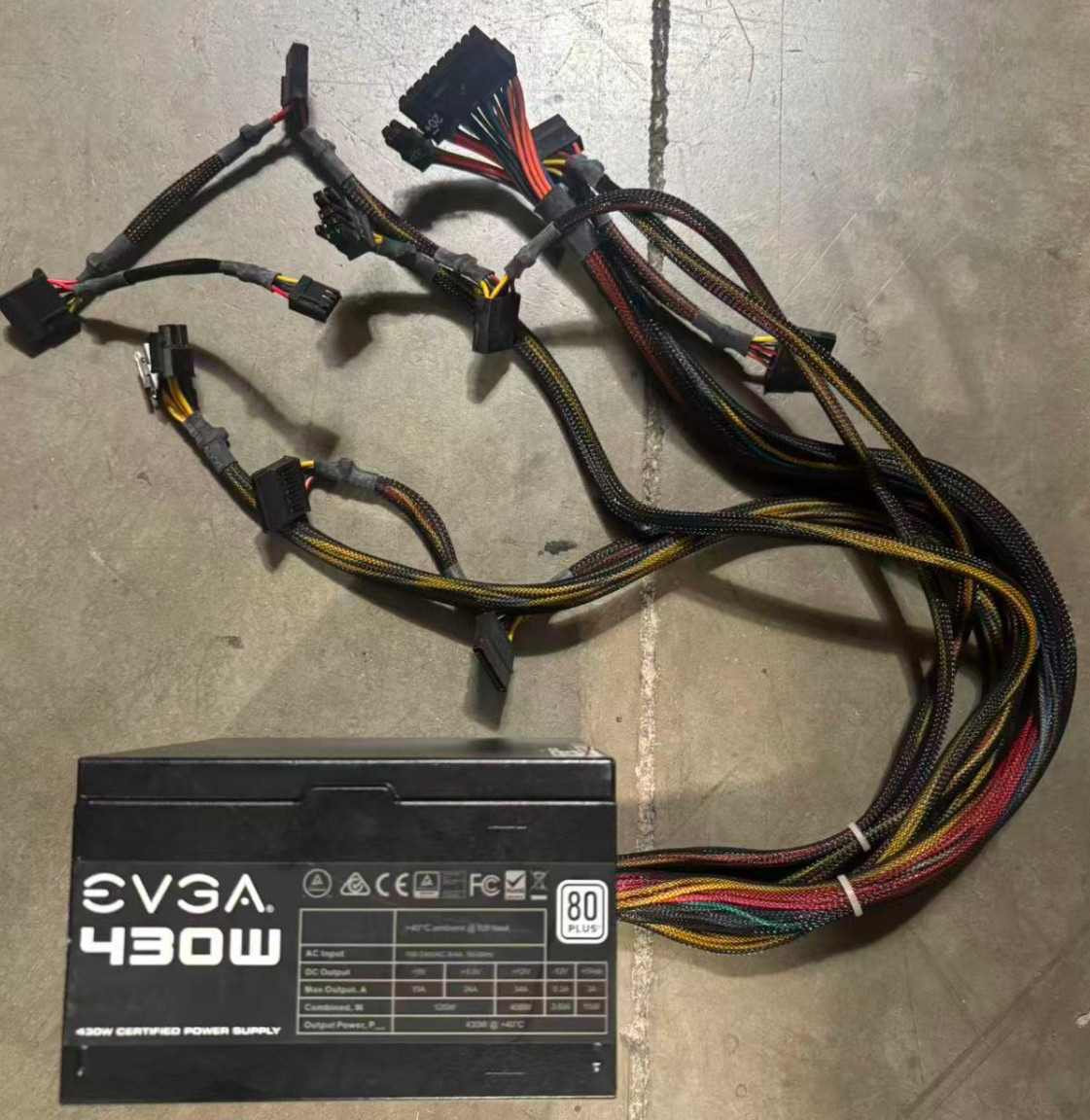 EVGA 430W W1 80 Plus White ATX Power Supply PSU 100-W1-0430
