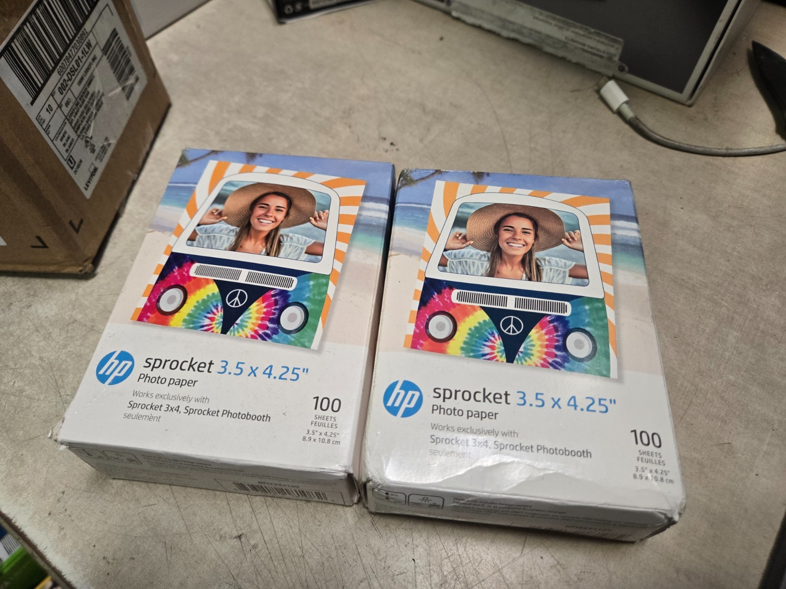 X2 LOT HP Sprocket Photo Paper 3.5 x 4.25" Zink Sticky-Backed 100-Sheets Pack