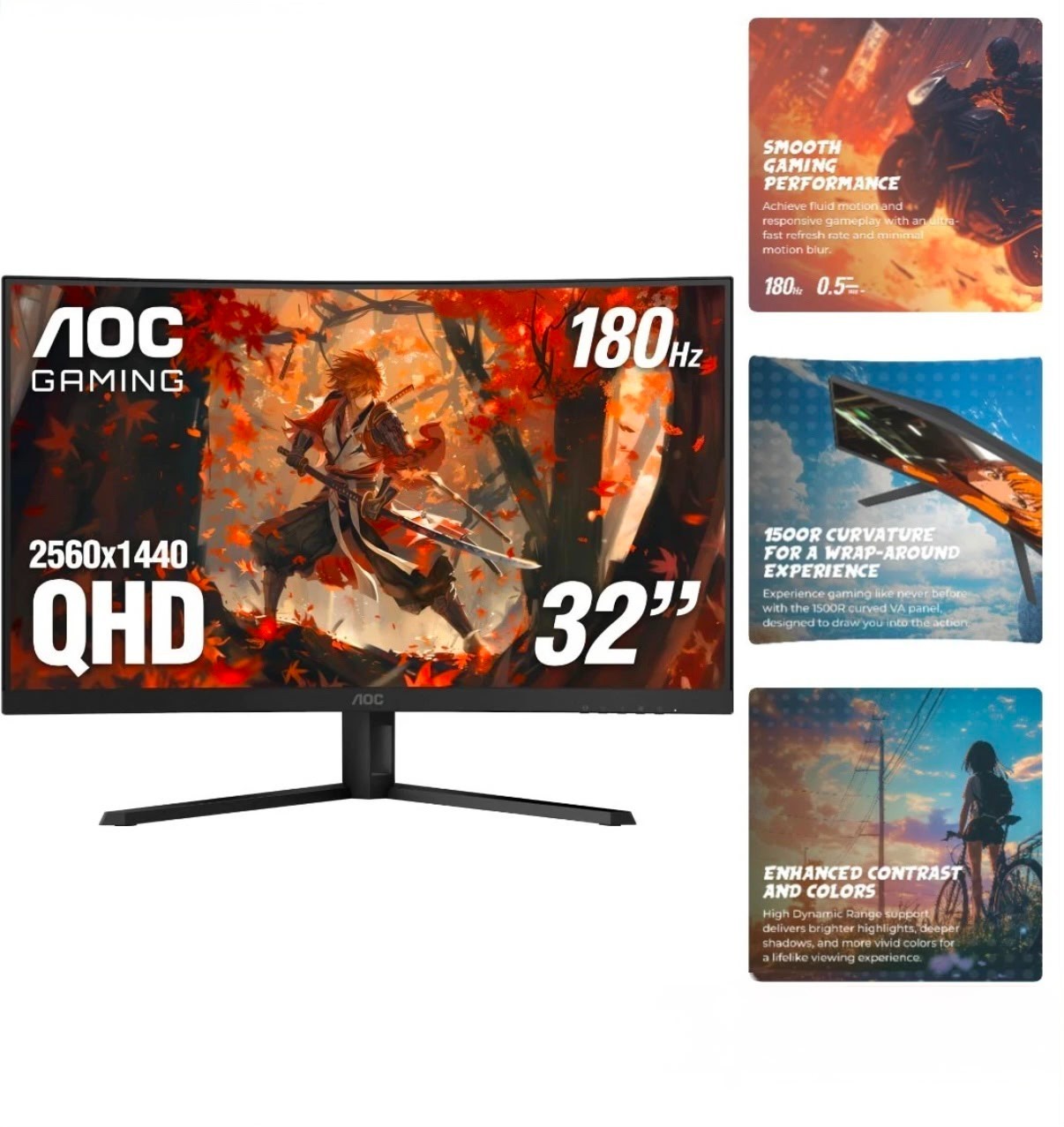 AOC CQ32G4VE 32" Curved QHD 180Hz Ultra-Wide Gaming Monitor (2560x1440) - Brand