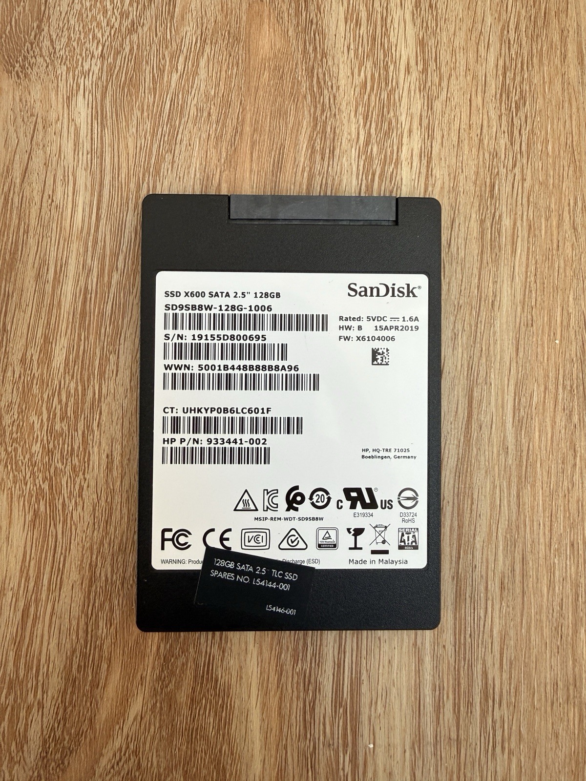 SanDisk X600 128GB 2.5 SATA III SSD Internal Solid State Drive HP 933441-002 TLC