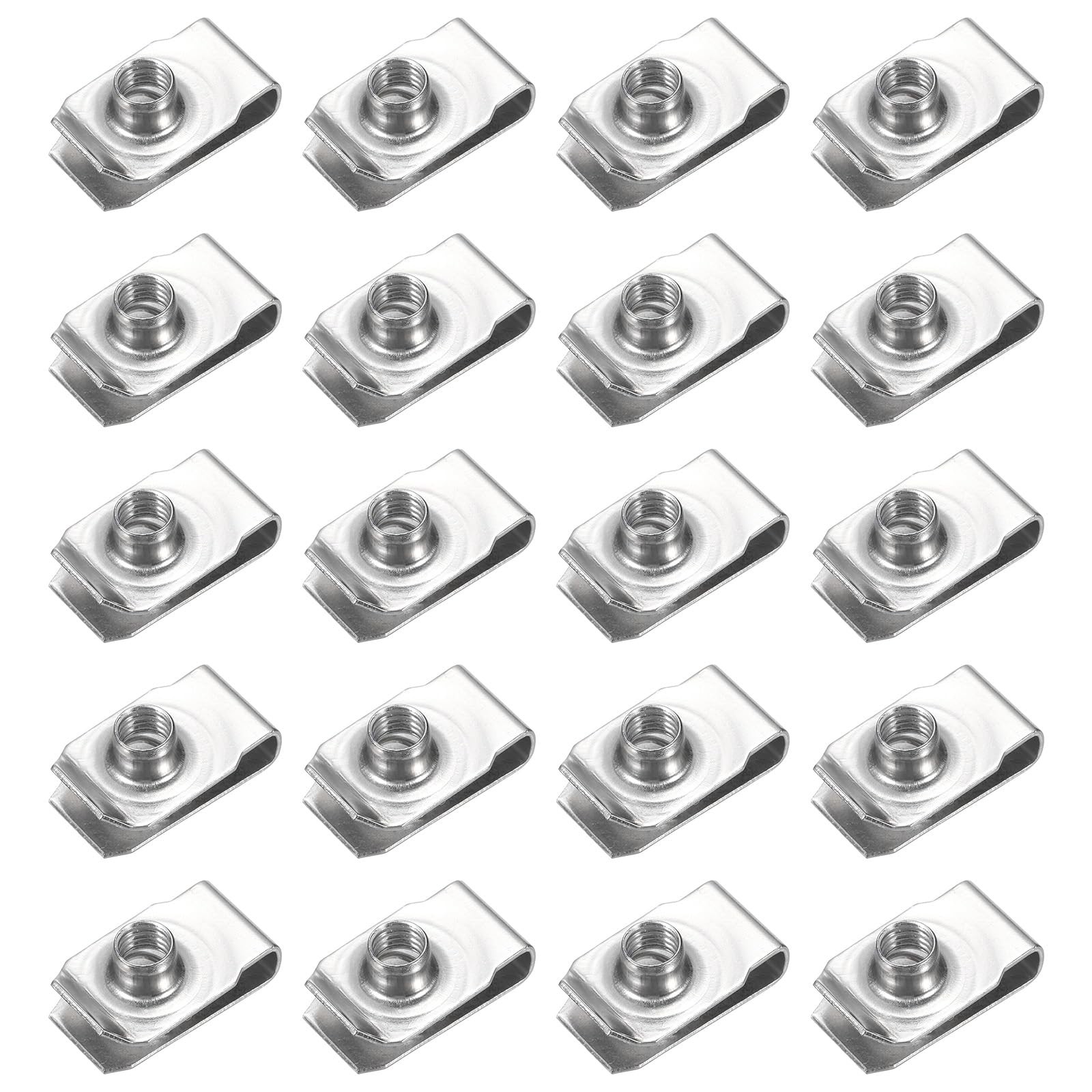 U-Style Clip-On Nut, 20 Pack M6-1 Regular Extruded U-Nut U-Type Fasteners Har...