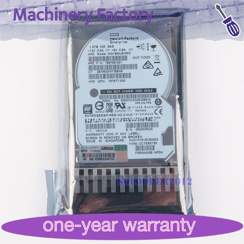 New NEW J9F49A 787649-001 HPE MSA 1.8TB 2.5" SAS 10K 12G SFF BC HDD Hard Drive