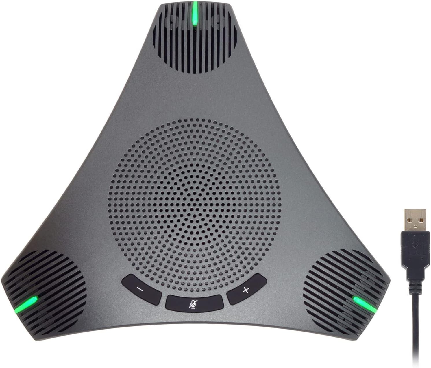 Conference Speaker and Microphone, 360° Omnidirectional USB Speakerphone Gray 