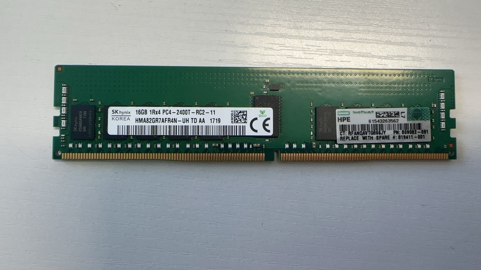 809082-091 HPE 16GB 1RX4 (PC4-2400T-R) DDR4 SDRAM Kit 805349-B21 819411-001