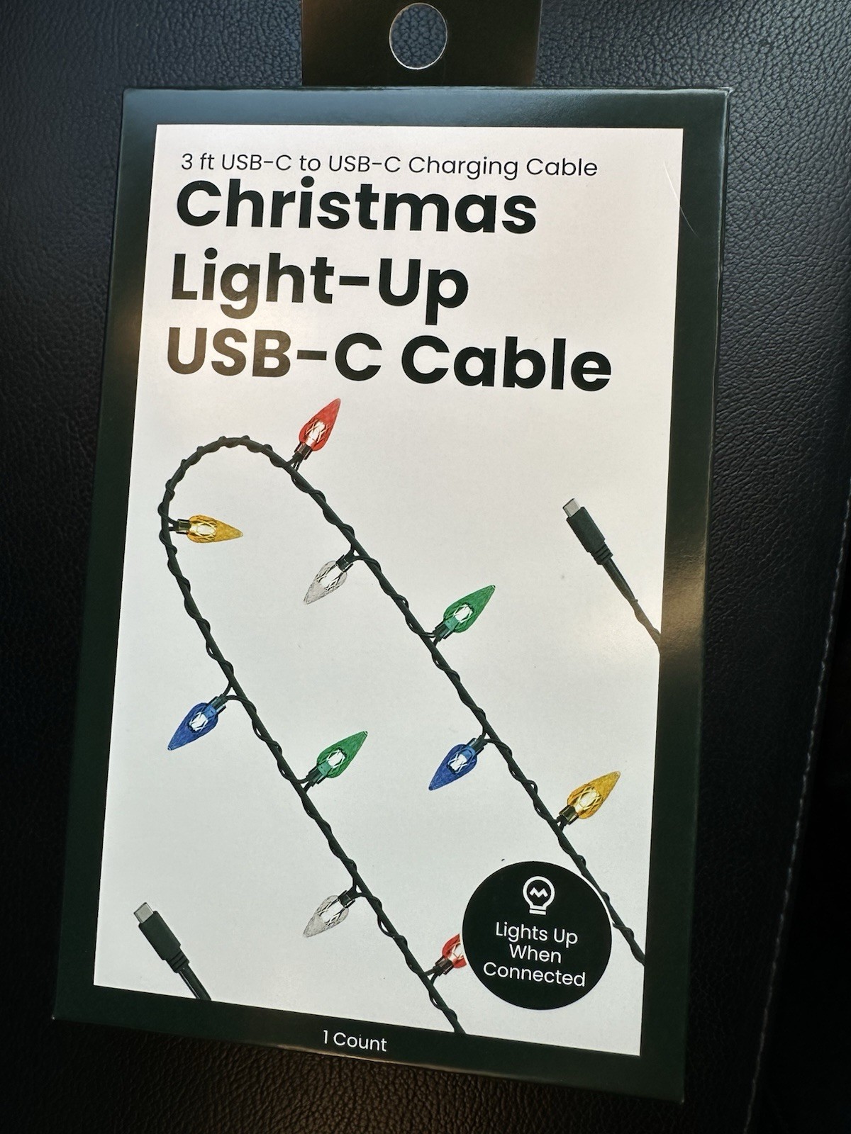 VIRAL Christmas Light-Up USB-C Cable- colorful