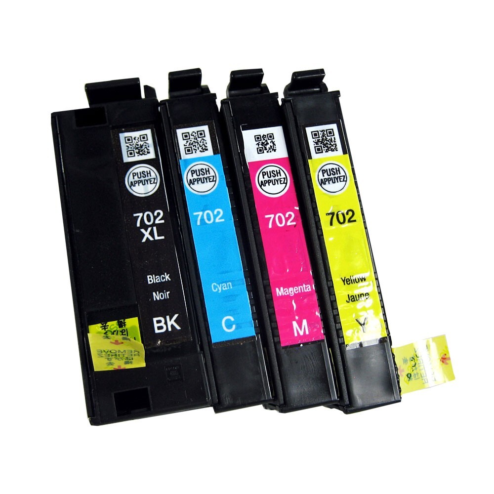 4pk Genuine Epson 702XL Black & Standard Color Ink Cartridge WF-3720 WF-3730