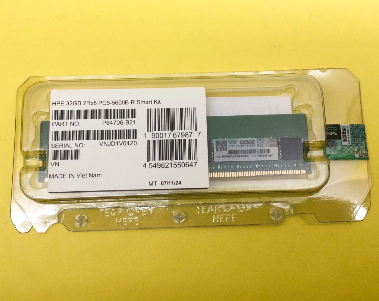 NEW P64706-B21 P53626-0A1 HPE 32GB 2Rx8 DDR5 PC5-5600 RDIMM Gen11 Server Memory
