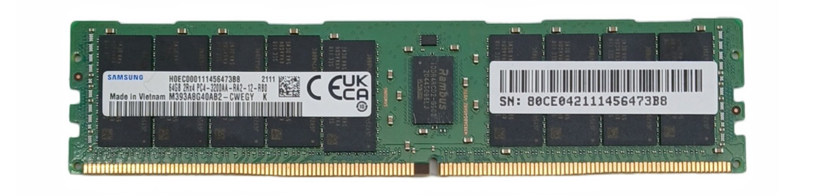 Samsung (1x64GB) 64GB DDR4-3200 ECC RDIMM M393A8G40AB2-CWE Server Memory RAM