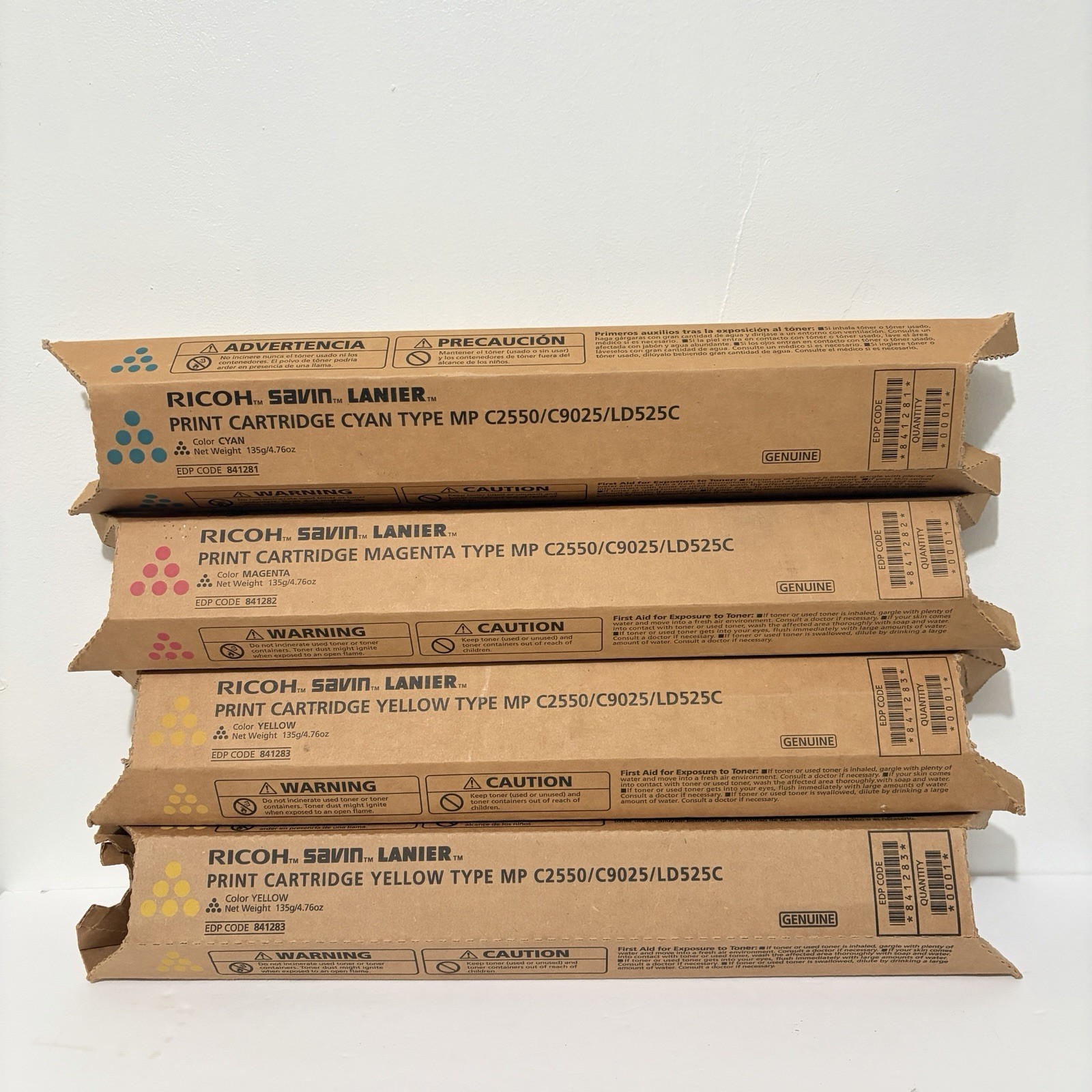 RICOH Savin Lanier Toner OEM Cartridges MP C2550 841281 841282 841283 (4 Pack)