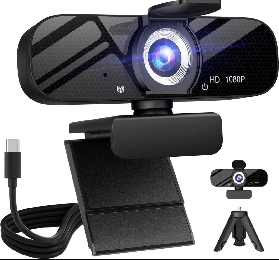 AutoFocus HD 1080p Webcam w/ Microphone, Privacy Cover, Tripod, Plug & Play ROHS
