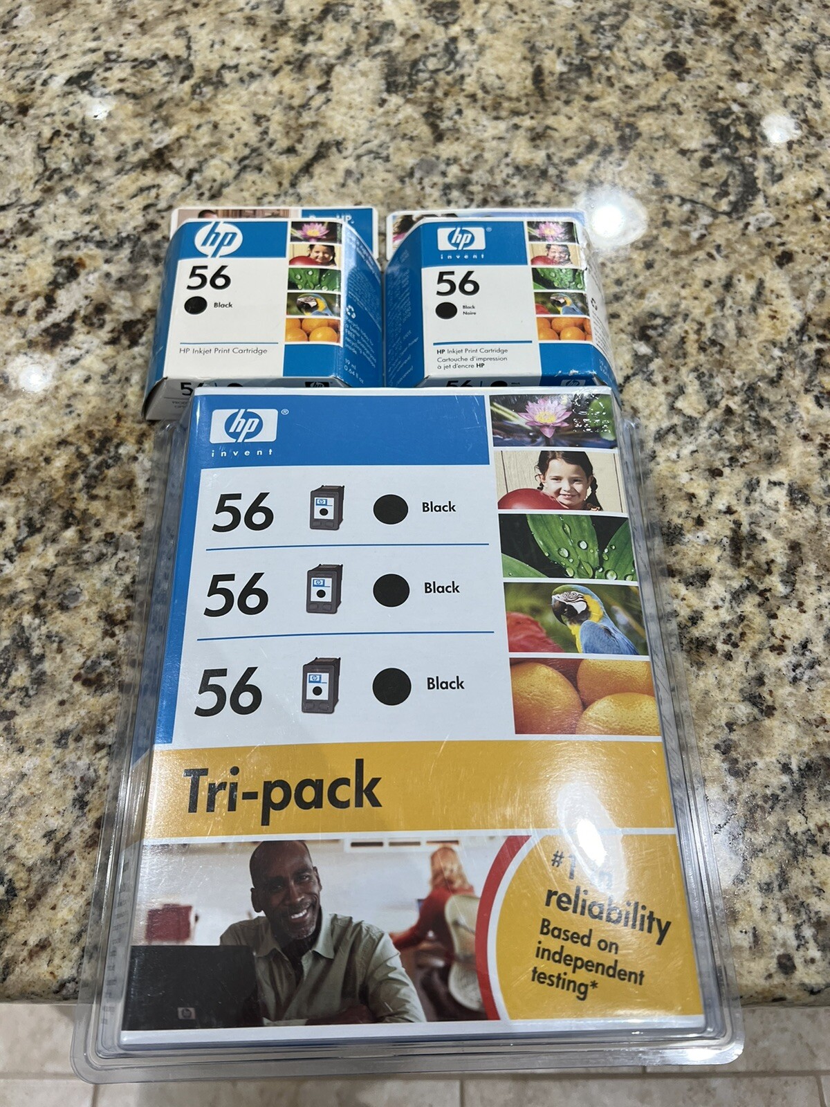 HP Invent 56 Inkjet Black Print Cartridge SEALED New in Box Lot Of 5. Expired