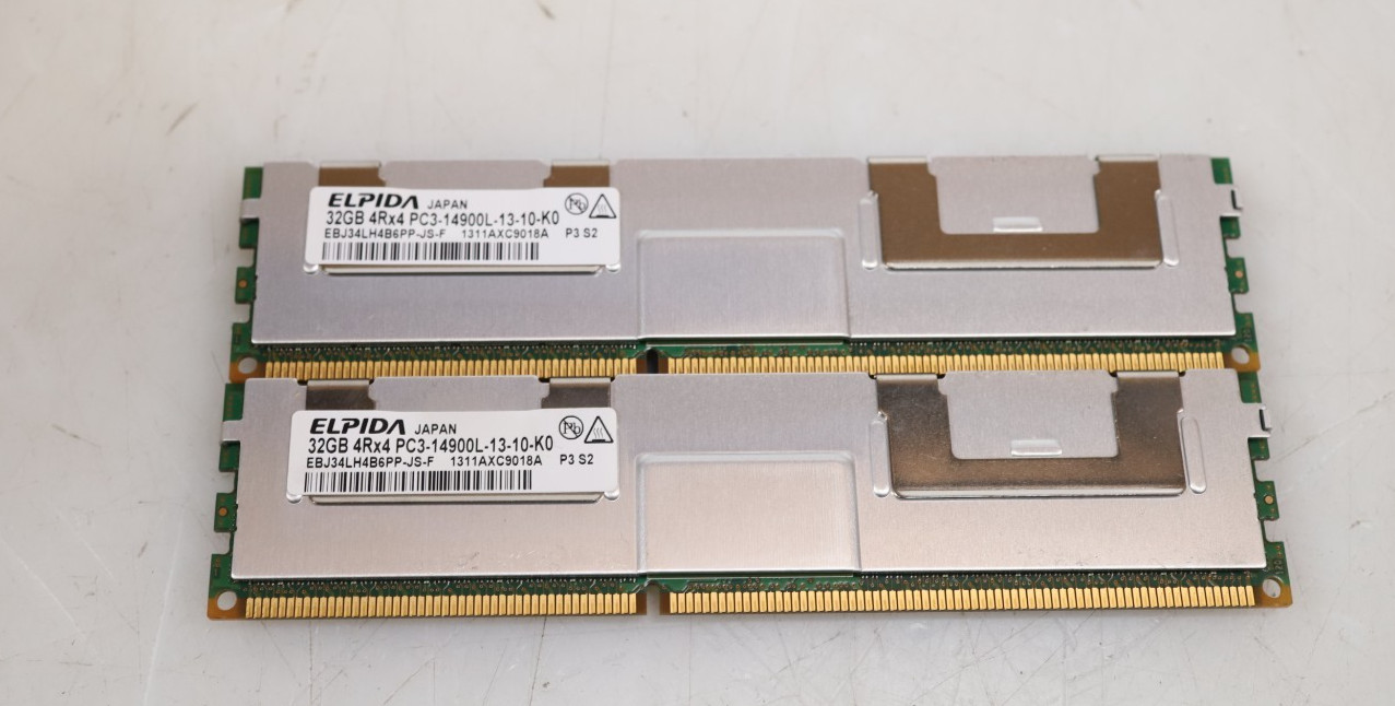 LOT 2x 32GB (64GB) Elpida EBJ34LH4B6PP-JS-F PC3-14900L DDR3 LRDIMM Memory