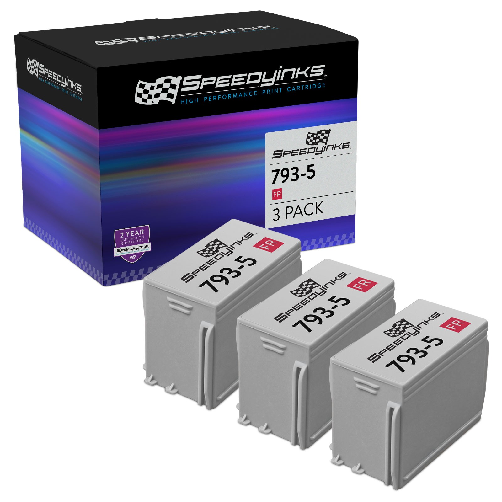 3pk for 793-5 Pitney Bowes Fluorescent Red inkjet cartridge DM100i DM200L P700