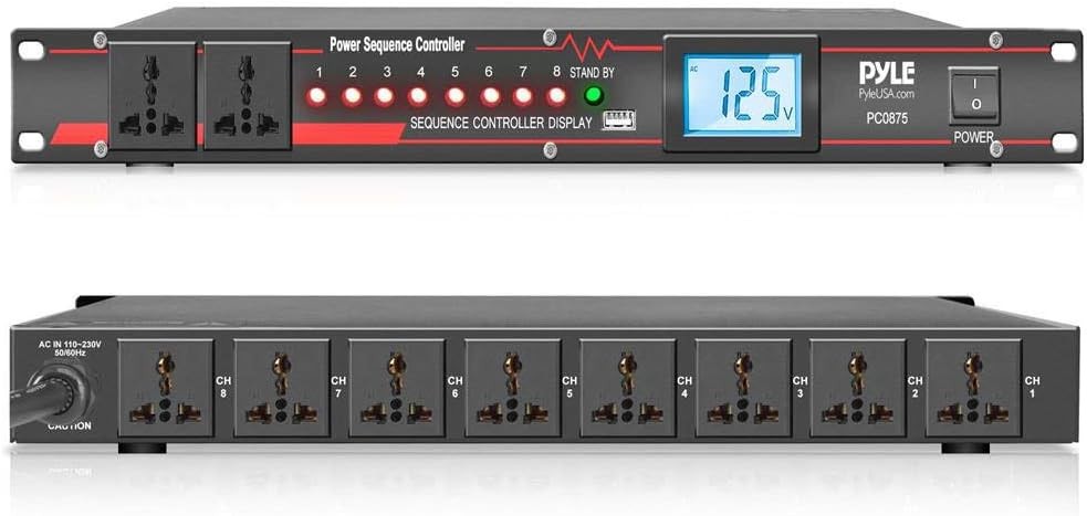 10 Outlet Power Sequencer Conditioner - 13 Amp 2000W Rack Mount Pro Audio