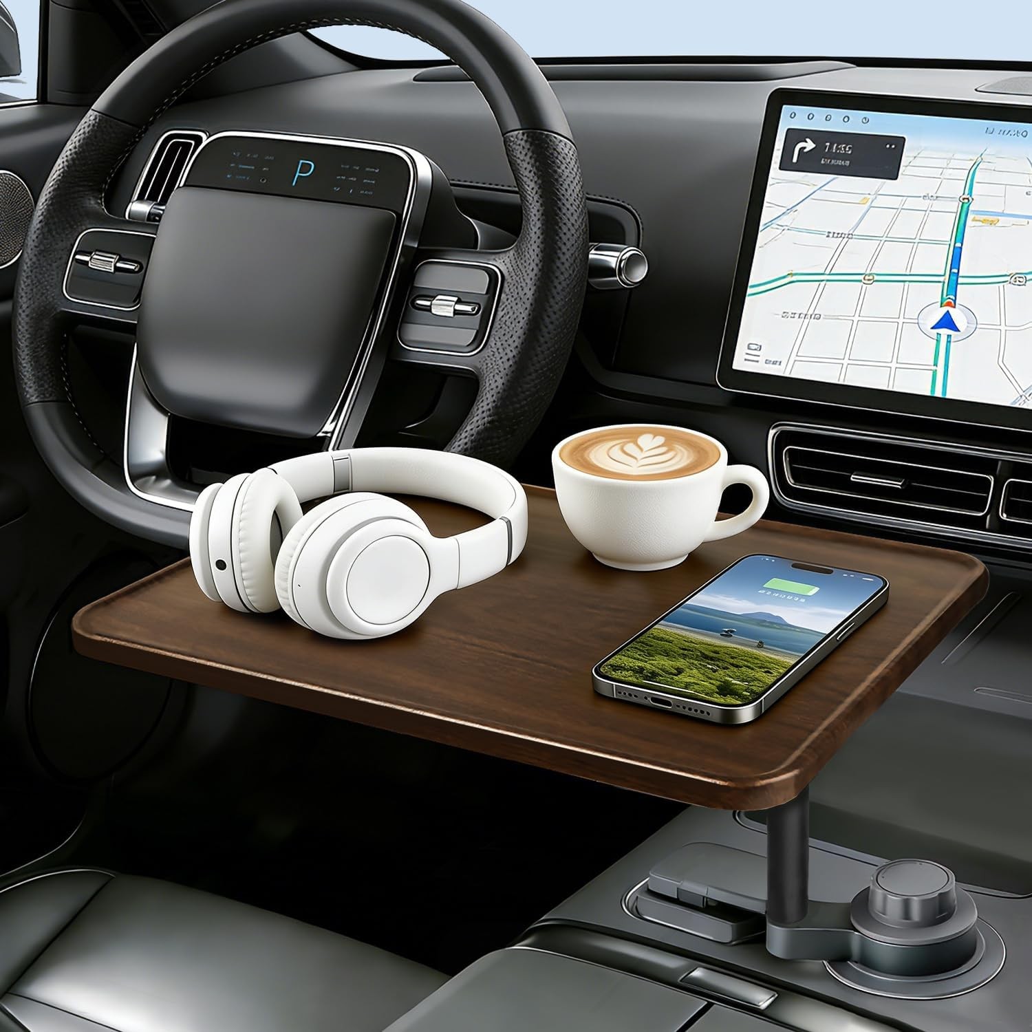Car Desk for Laptop, 360° Rotation Cup Holder Table