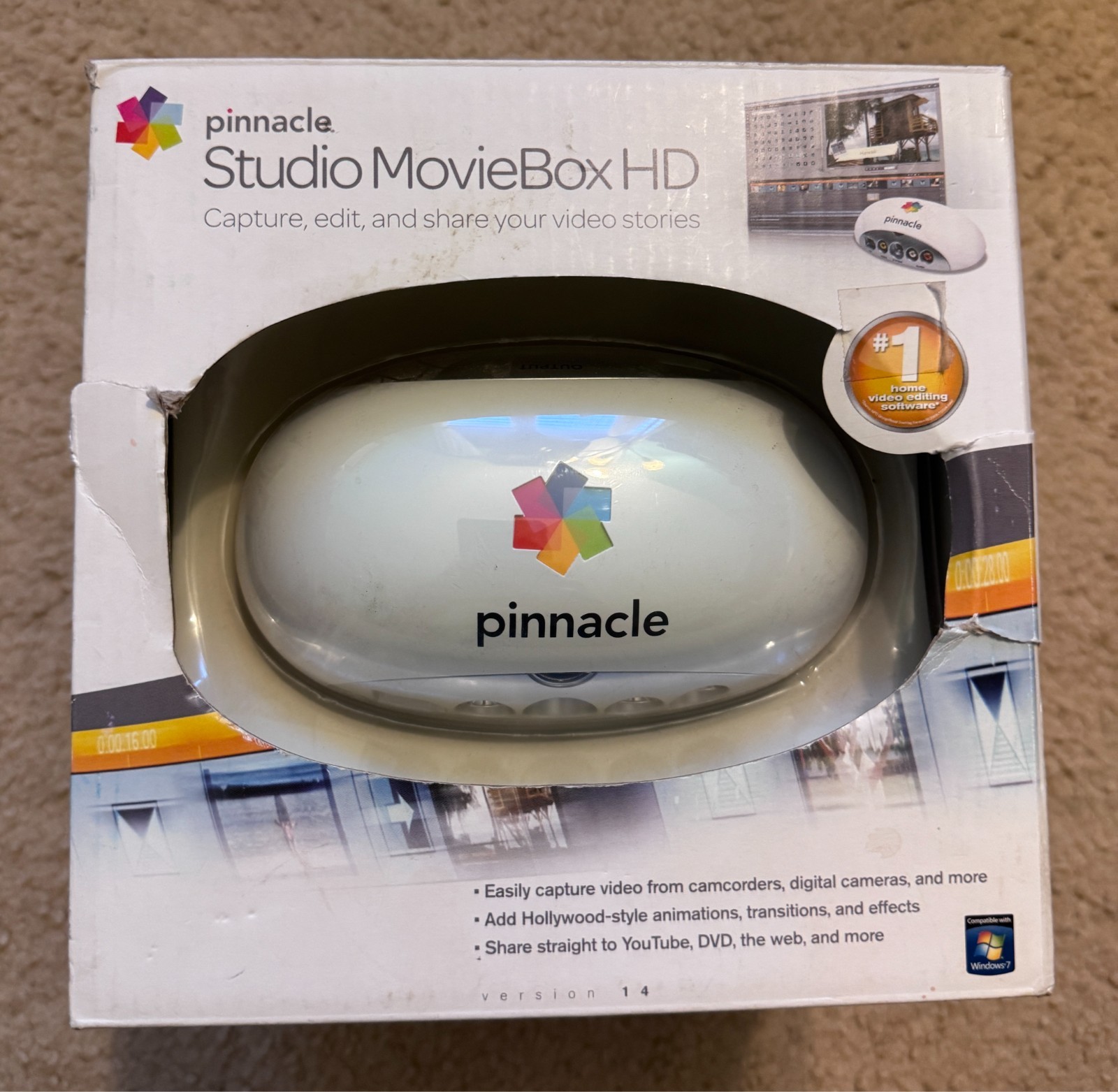 Pinnacle Studio MovieBox HD Plus 510 Video Transfer/Capture USB No Code Hardware