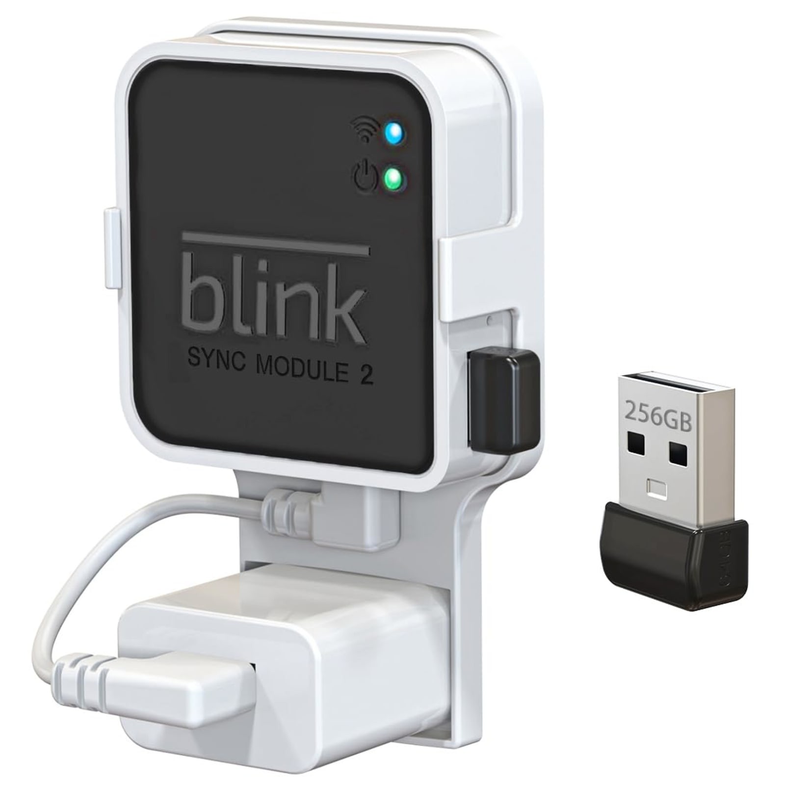 256GB USB Flash Drive Outlet Wall Mount Kit for Blink Sync Module 2 Black