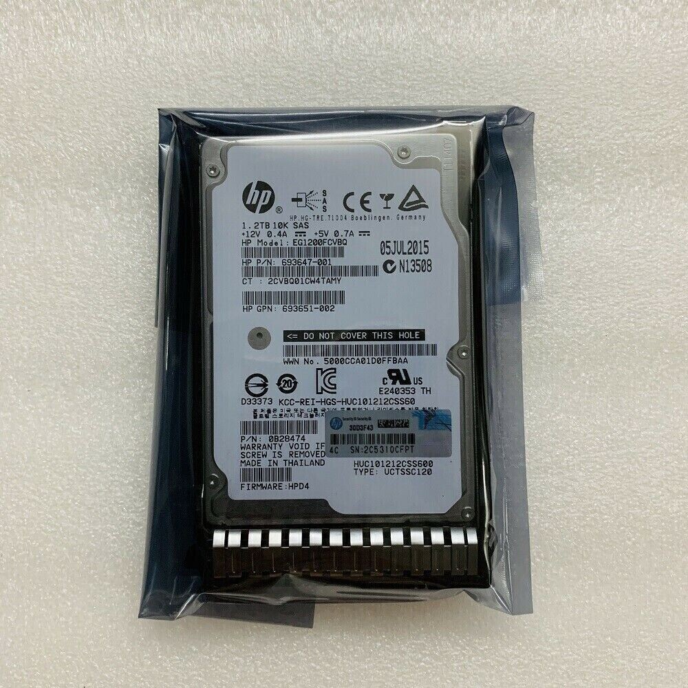 New HPE 697574-B21 1.2TB 10000RPM 2.5inch Small Form Factor SAS-6GBps Hard Drive