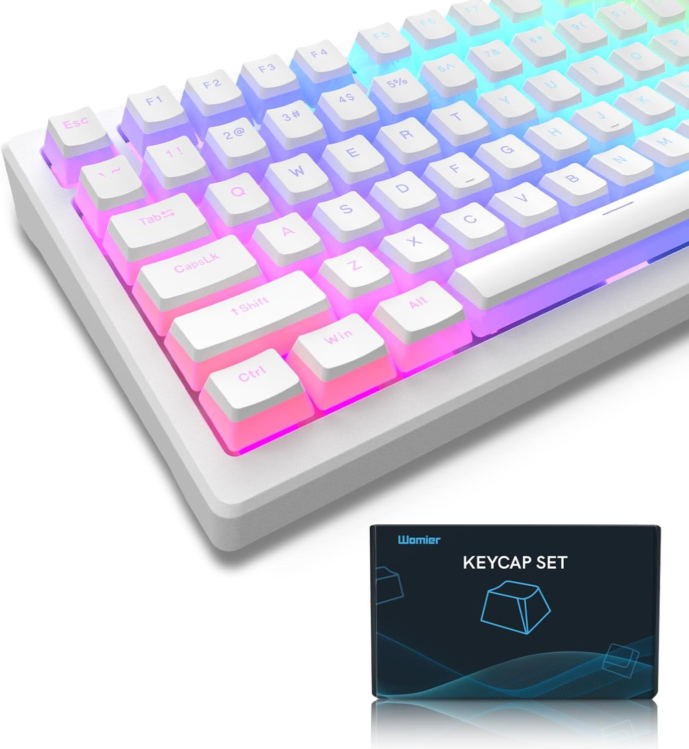 Pudding Keycaps, PBT Shine through Keycaps White 164 Keys Set