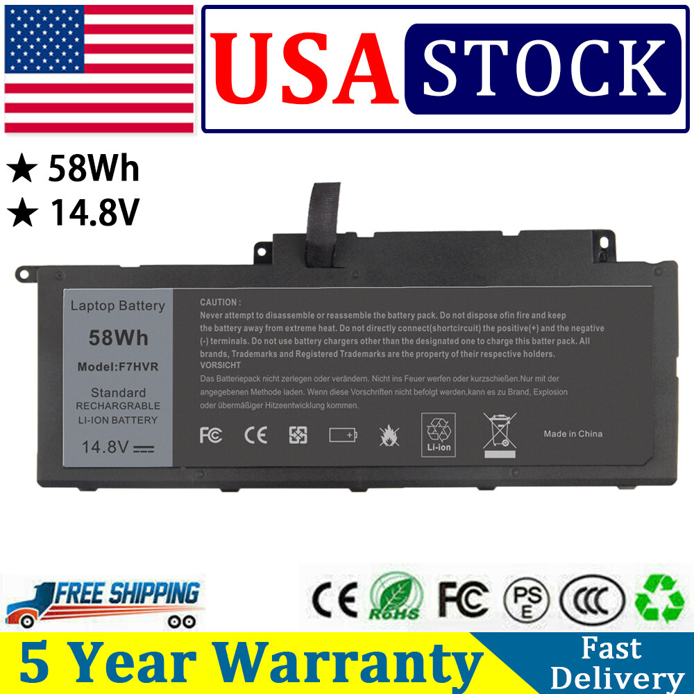 58Wh-14.8V F7HVR Battery For Dell Inspiron 17 7000 7737 7746 14 15 15r 5545 Fast