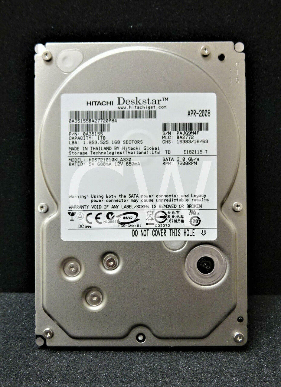 HDS721010KLA330 0A35155 Hitachi DESKSTAR 1TB 7.2K RPM 6Gb/s 3.5" SATA Hard Drive