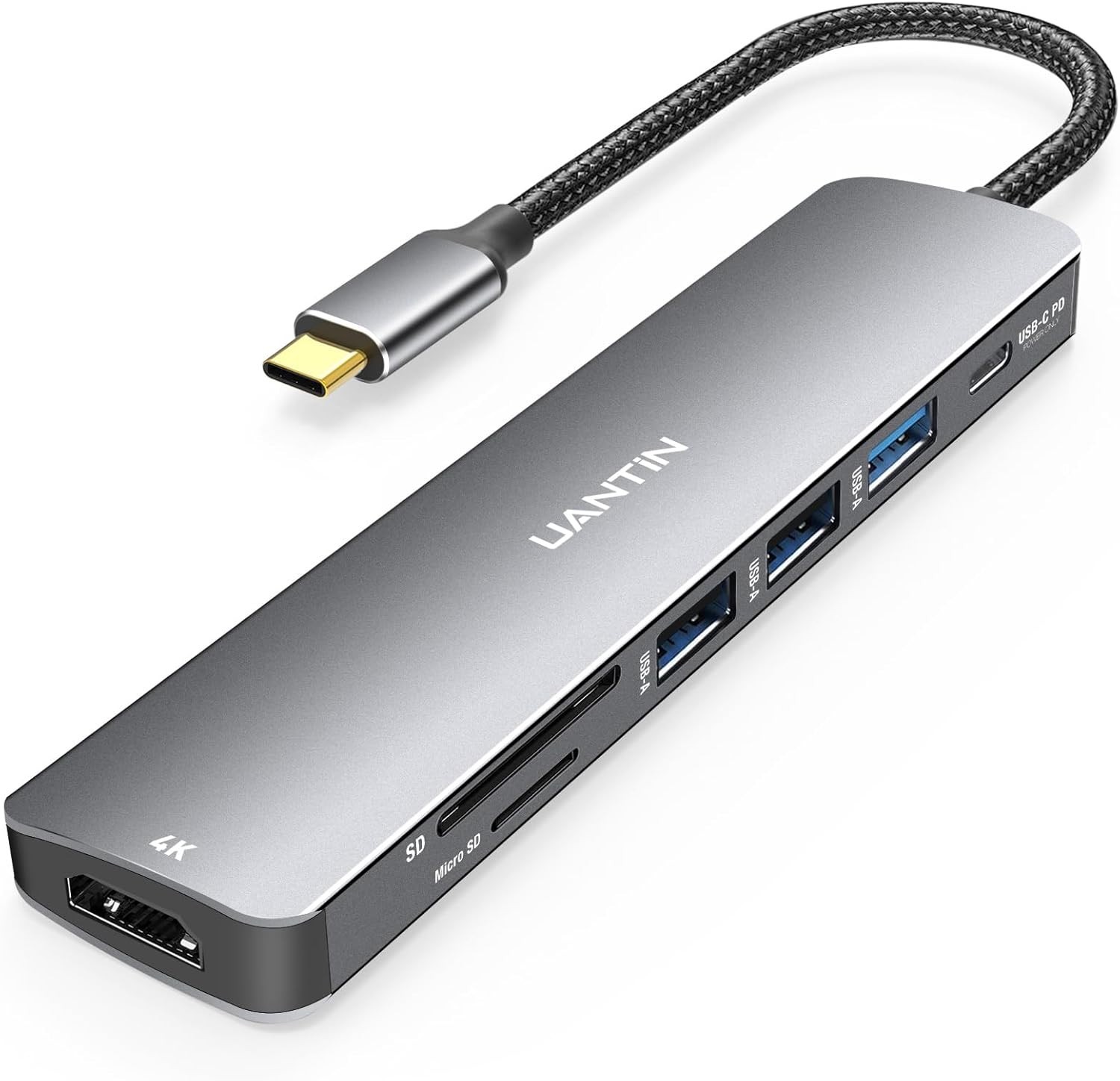 Elegant 7-in-1 USB C Hub & Multi-Port Adapter for Fast Charging & Data Transfer