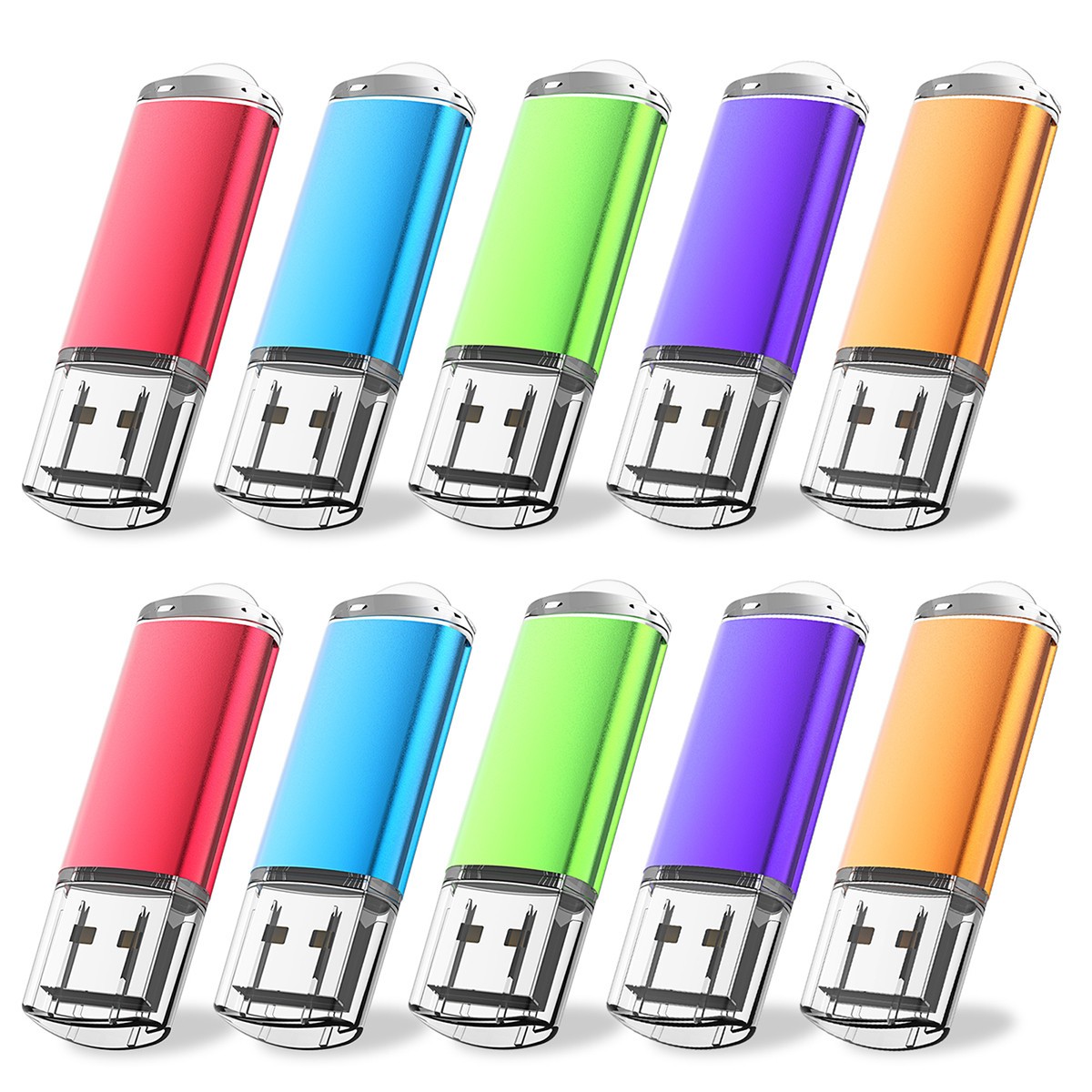 Kootion 10 Pack 2G USB 2.0 Flash Drives Memory Thumb Stick US Multi Color