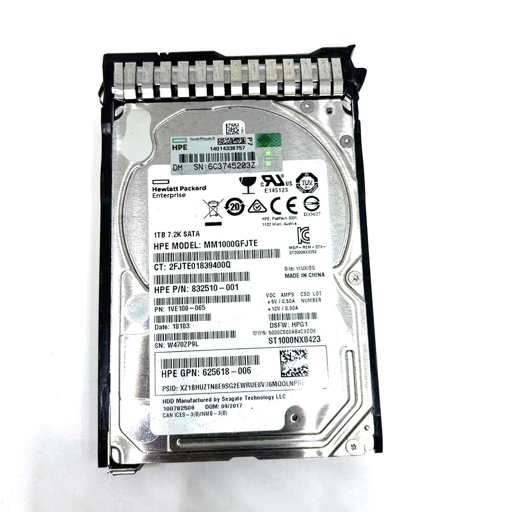 Hard Disk 832510-001 MM1000GFJTE Fits For HP 1TB  7.2K SATA DS 1TB 656108