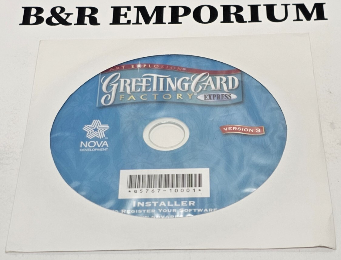 Art Explosion Greeting Card Factory Express  3 2003 NOVA Development Used CD-ROM