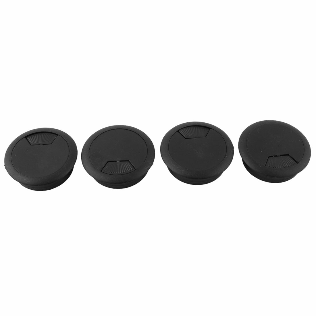 50mm Dia Plastic Computer Desk Round Grommet Wire Cable Hole Cover Black 4 PCS