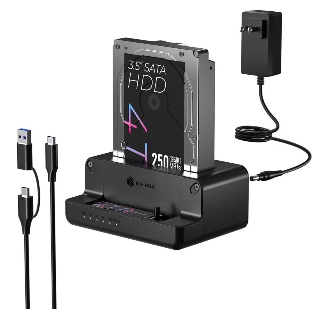 M.2 NVMe & SATA SSD/HDD Hard Drive Docking Station, ICY BOX USB-C 10Gbps M.2 NVM