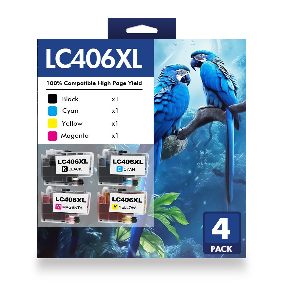 4Pack Compatible LC406 LC-406XL Extra Capacity Ink Cartridge for Brother Printer
