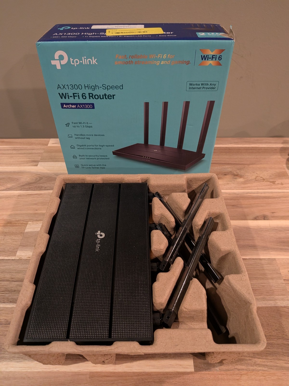 TP-Link Archer AX1300 Dual Band Wi-Fi 6 Wireless Gigabit Router WPA3 Open Box 