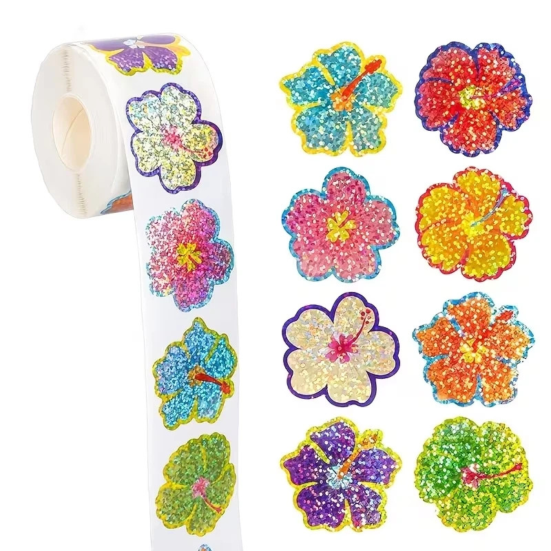 10 Random 1.2-Inch Holographic Color Flower For Gift Wrapping