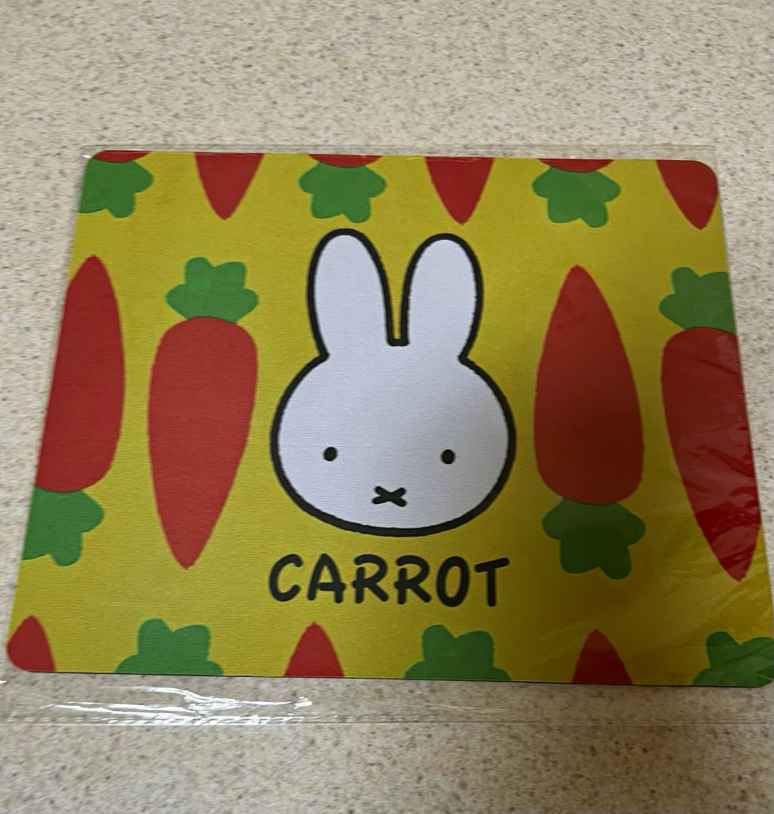 Miffy Bunny Carrot Pictorial Mouse Pad Yellow Red Green White Black