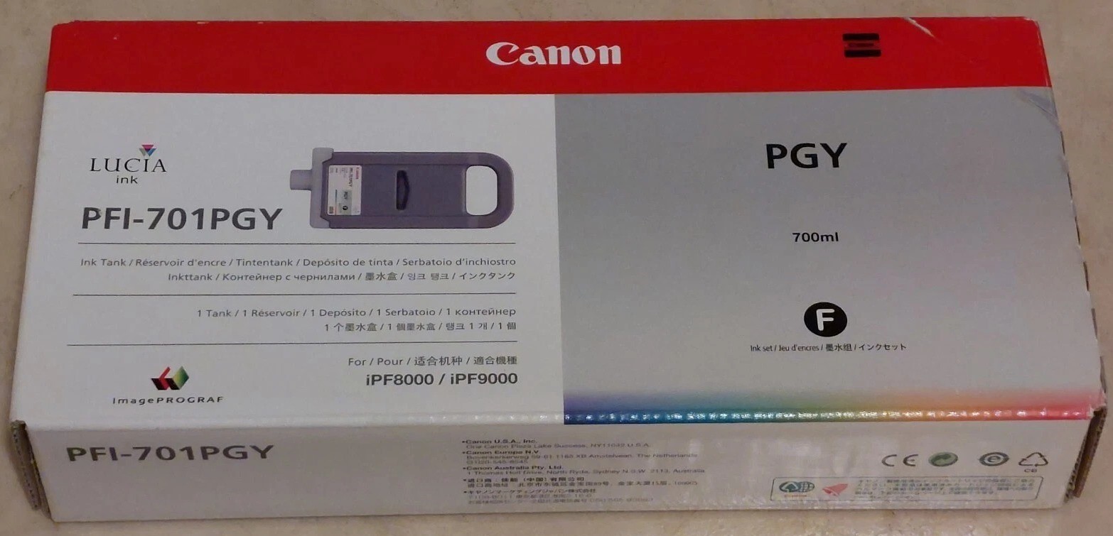 Genuine Canon PFI-701GY Photo Gray Inkjet iPF8000 iPF8100 iPF9000 2009 - OPEN BX