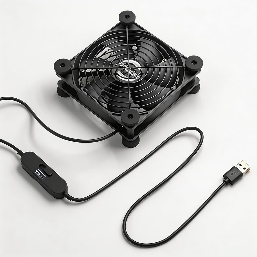 Dual Voltage 120mm USB Cooling Fan | 5V/12V 3 Speed Quiet | 18dB Ultra Quiet, 3