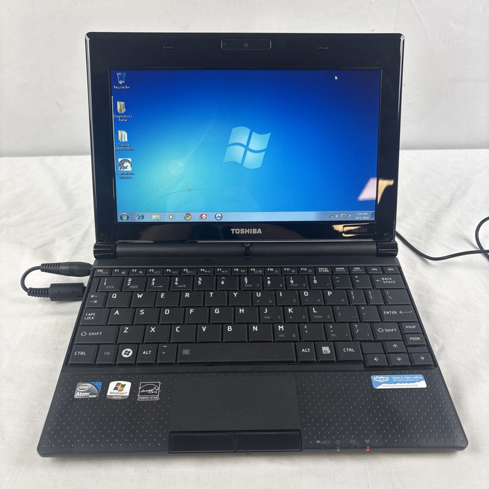 Toshiba NB505 Intel Atom Ram 1GB HDD 223GB Windows 7 Blue With Charger 