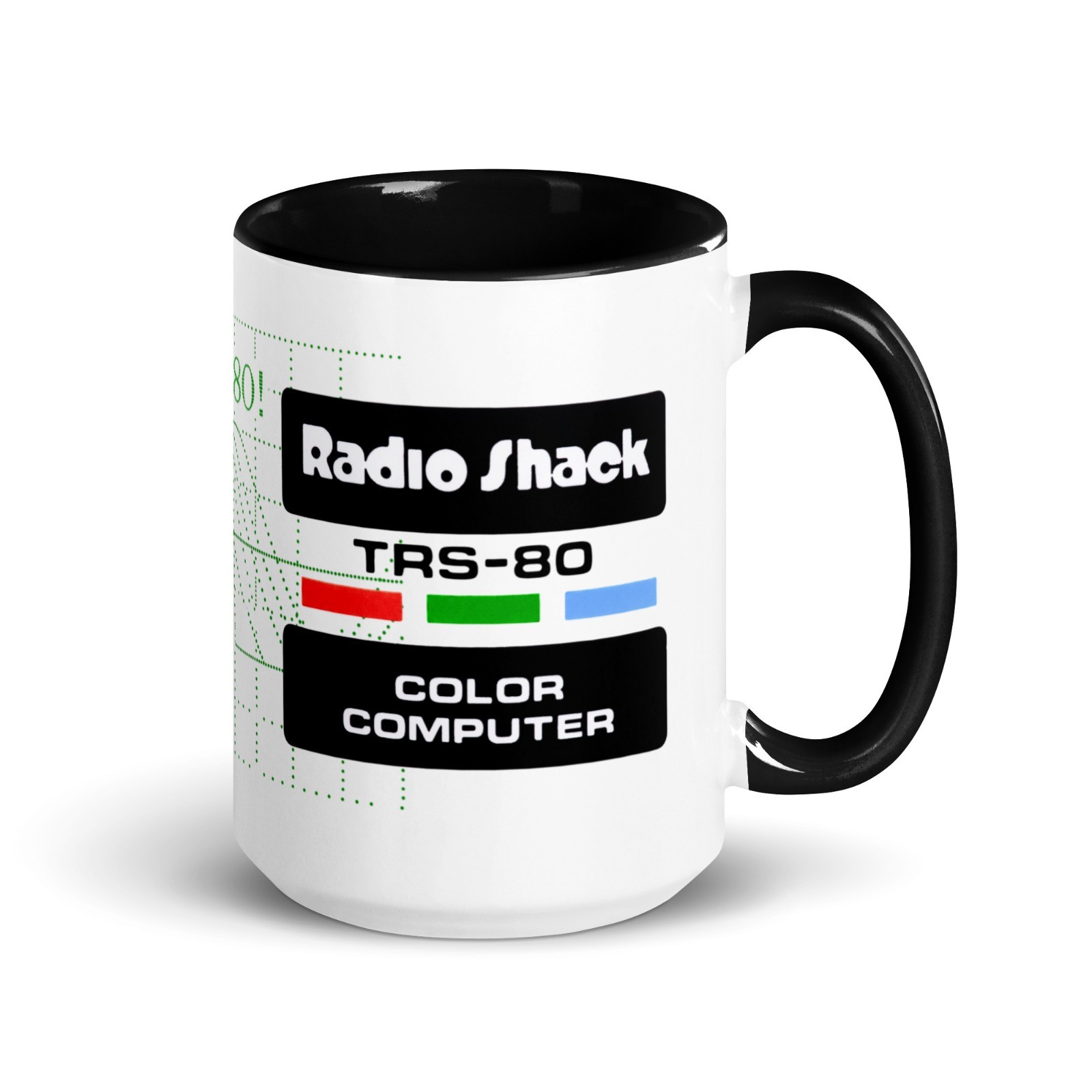 TRS-80 Color Computer Retro Coffee Mug 15oz Radio Shack I Love My Trash Black