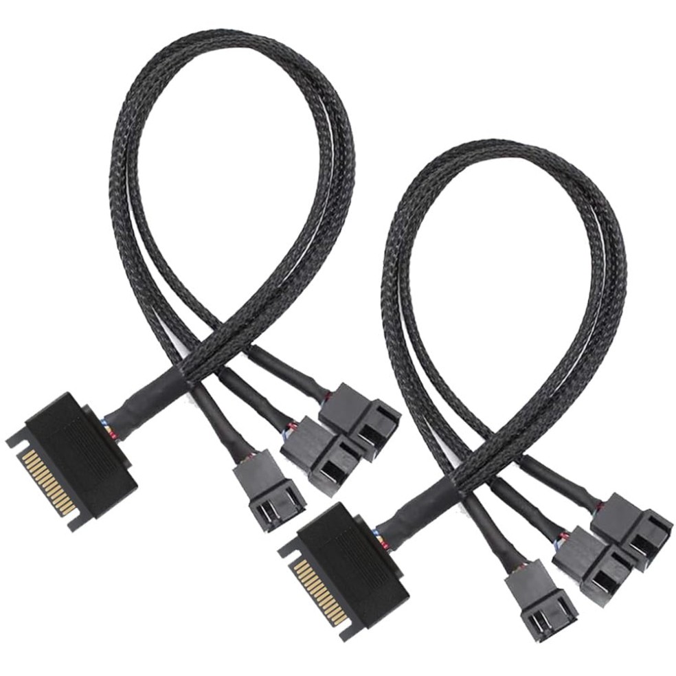 Gebildet 2pcs SATA to 3 Way 3 Pin / 4 Pin PMW 12V PC Case Fan Power Adapter Cabl