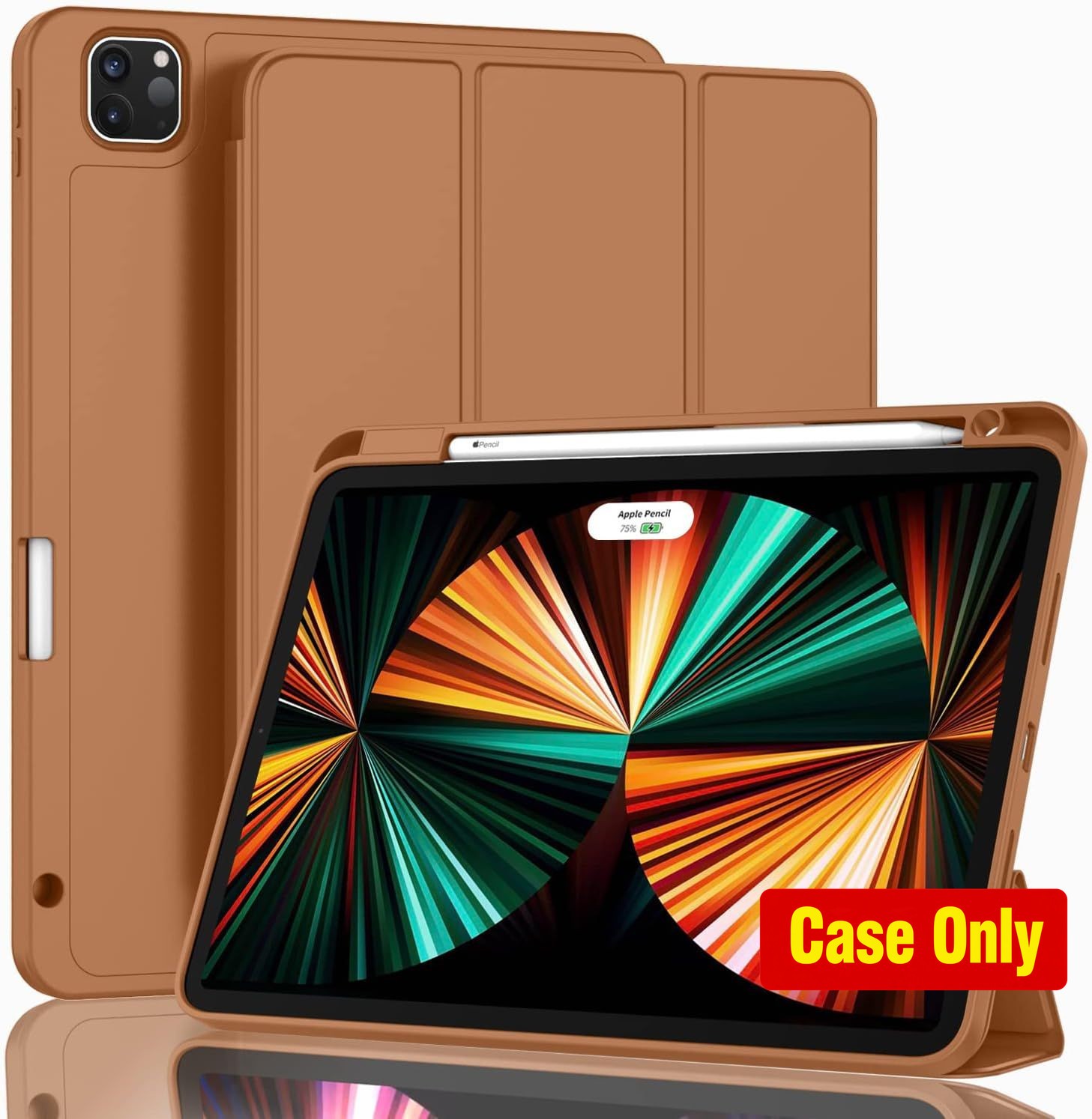 Smart Case for iPad Pro 12.9 2020, Brown, Pencil Holder, Auto Wake/Sleep
