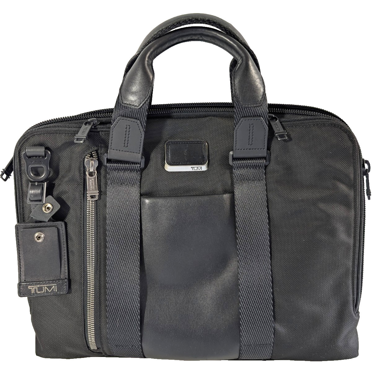 TUMI - Alpha Bravo Aviano Leather Laptop Slim  15"Brief Briefcase, Black Leather
