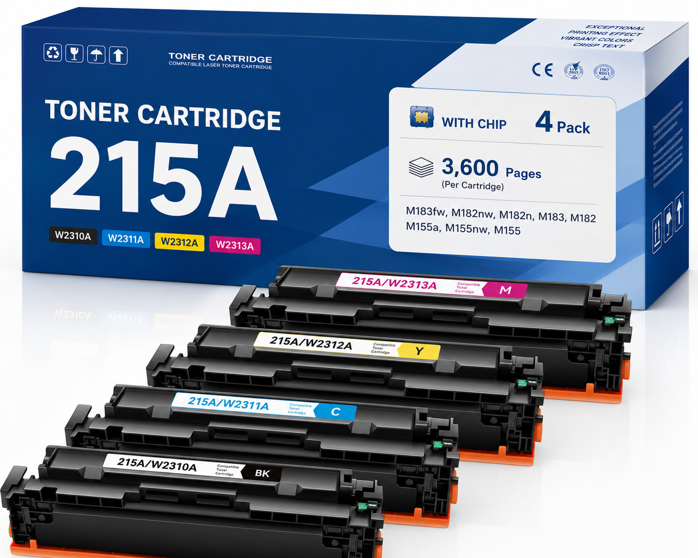 215A W2310A 4PK Toner Cartridges Compatible for Pro M155 M182nw M183fdw