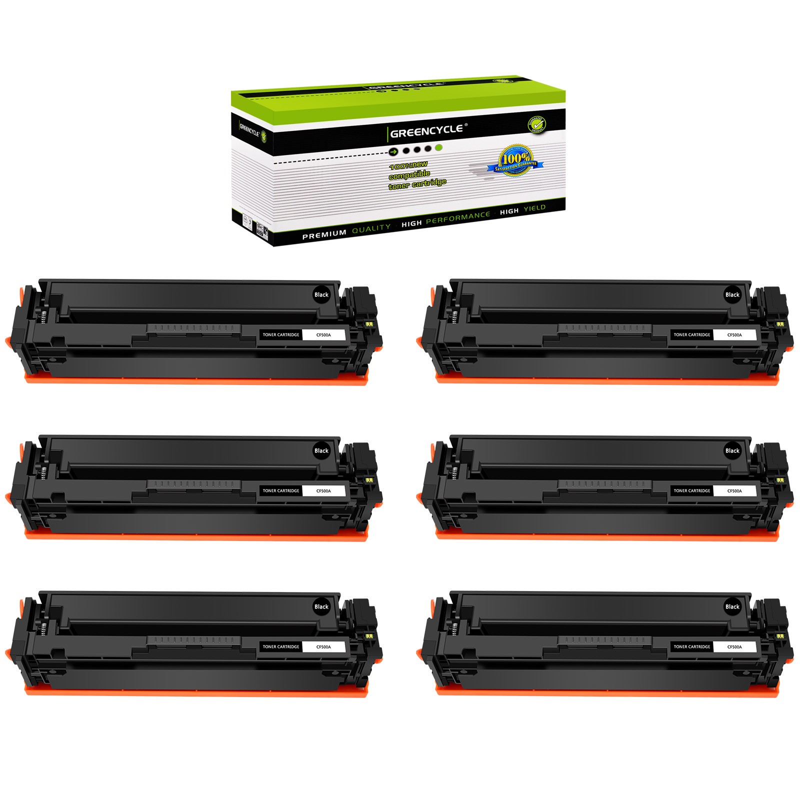 6PK Black CF500A 202A Toner Compatible with HP Color LaserJet Pro M280nw M281fdn