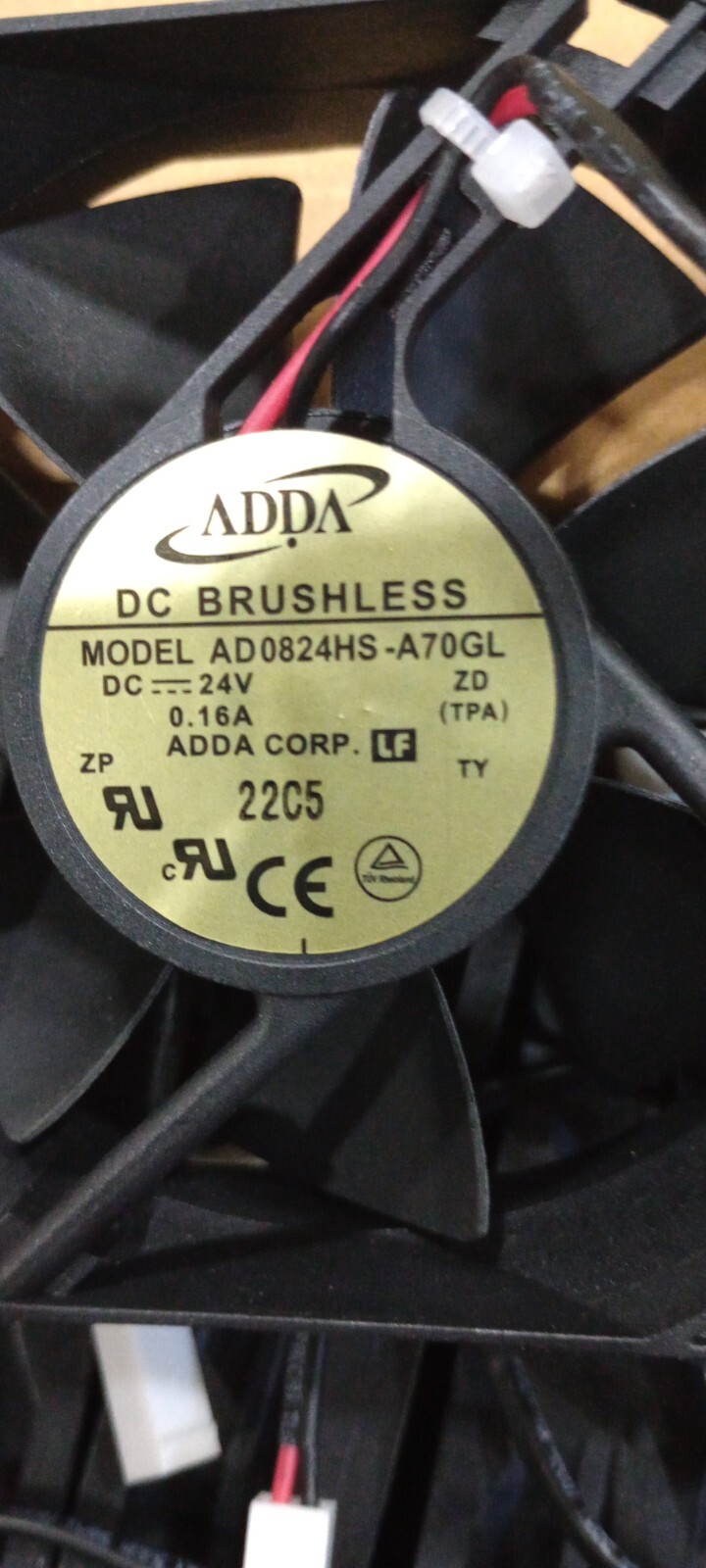 Lot of 2 ADDA AD0824HS-A70GL brushless fan DC 24V 0.16A 3.84W 80x80x25mm 2 pin