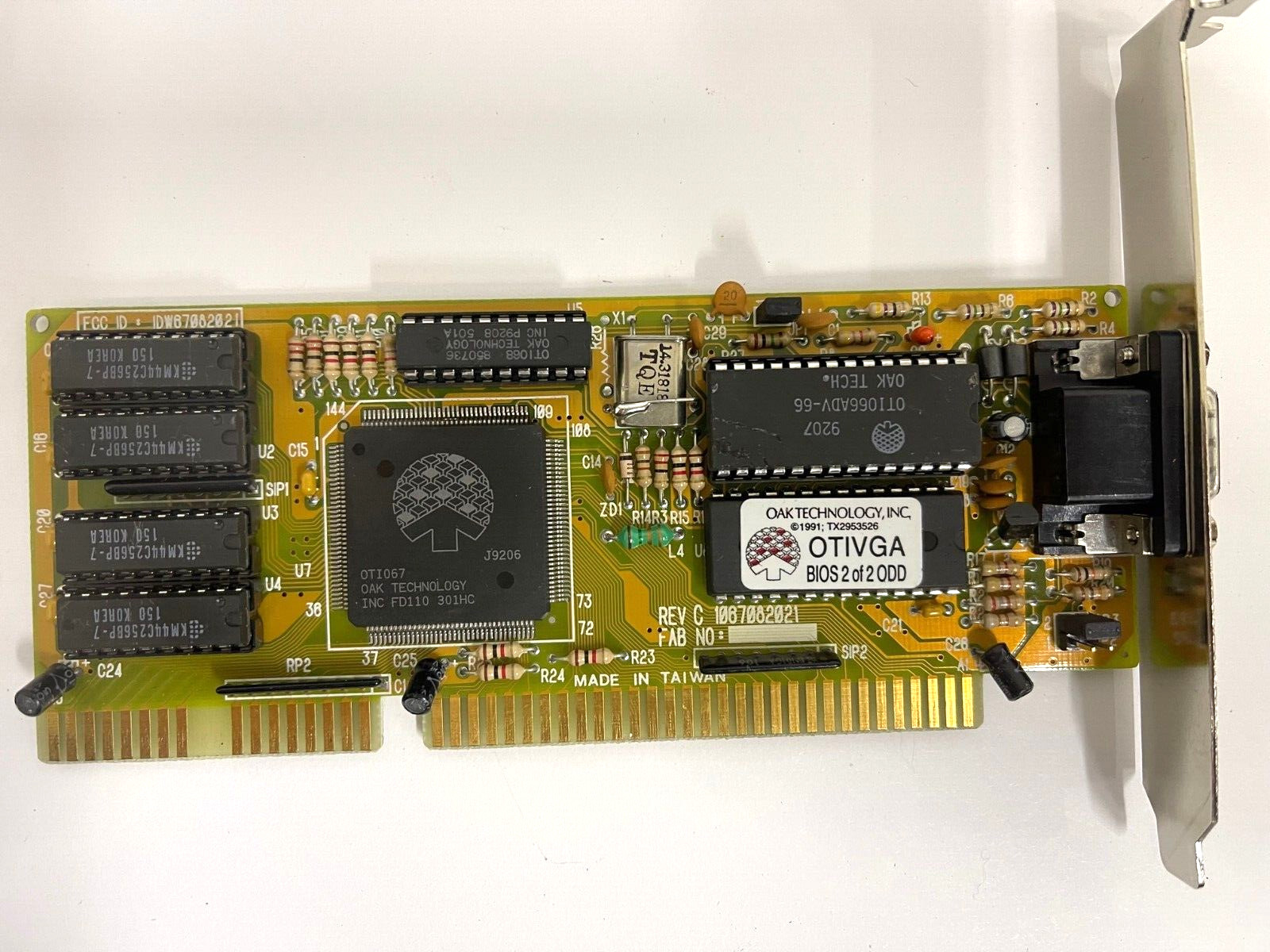 RARE VINTAGE 1991 OAK OTI067 512K 16 BIT ISA VGA CARD FCC IDW67082021 MXB99