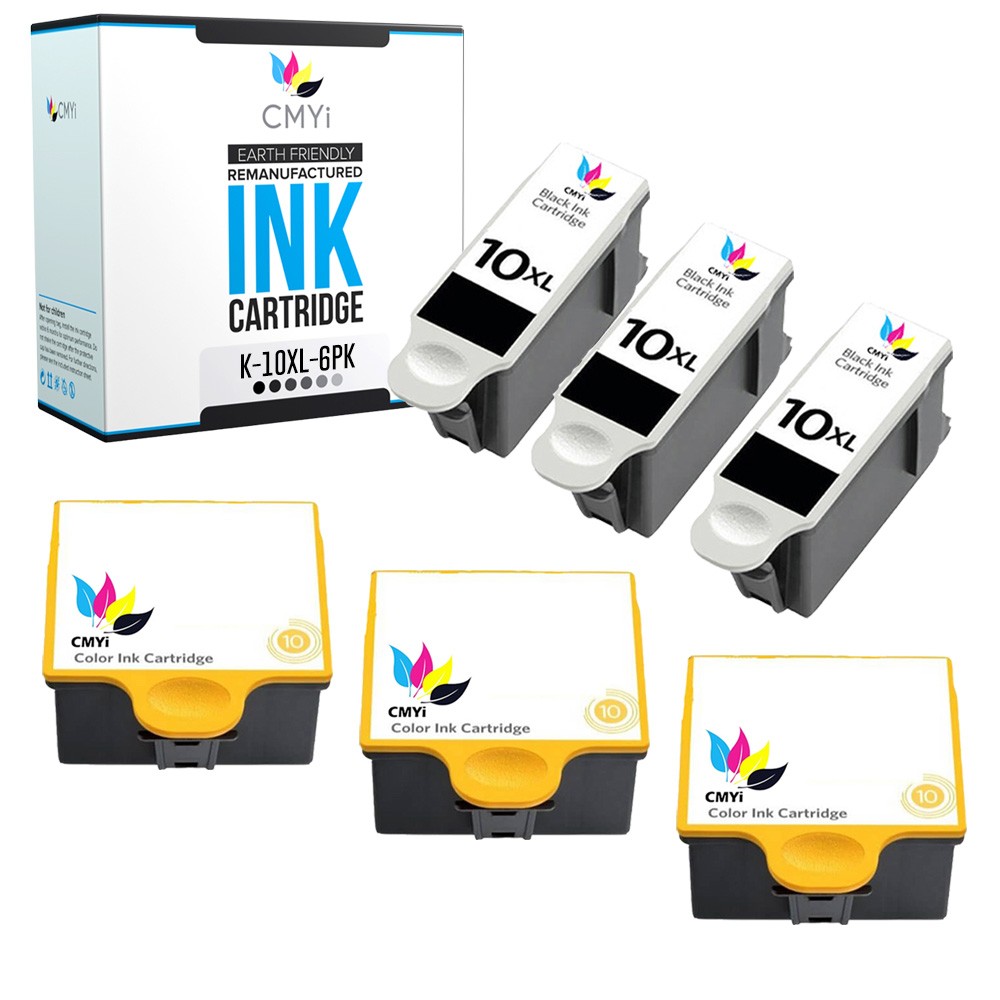 6-Pack CMYi Compatible Ink Cartridges 10B and 10C for Kodak Hero 6.1, 7.1, 9.1