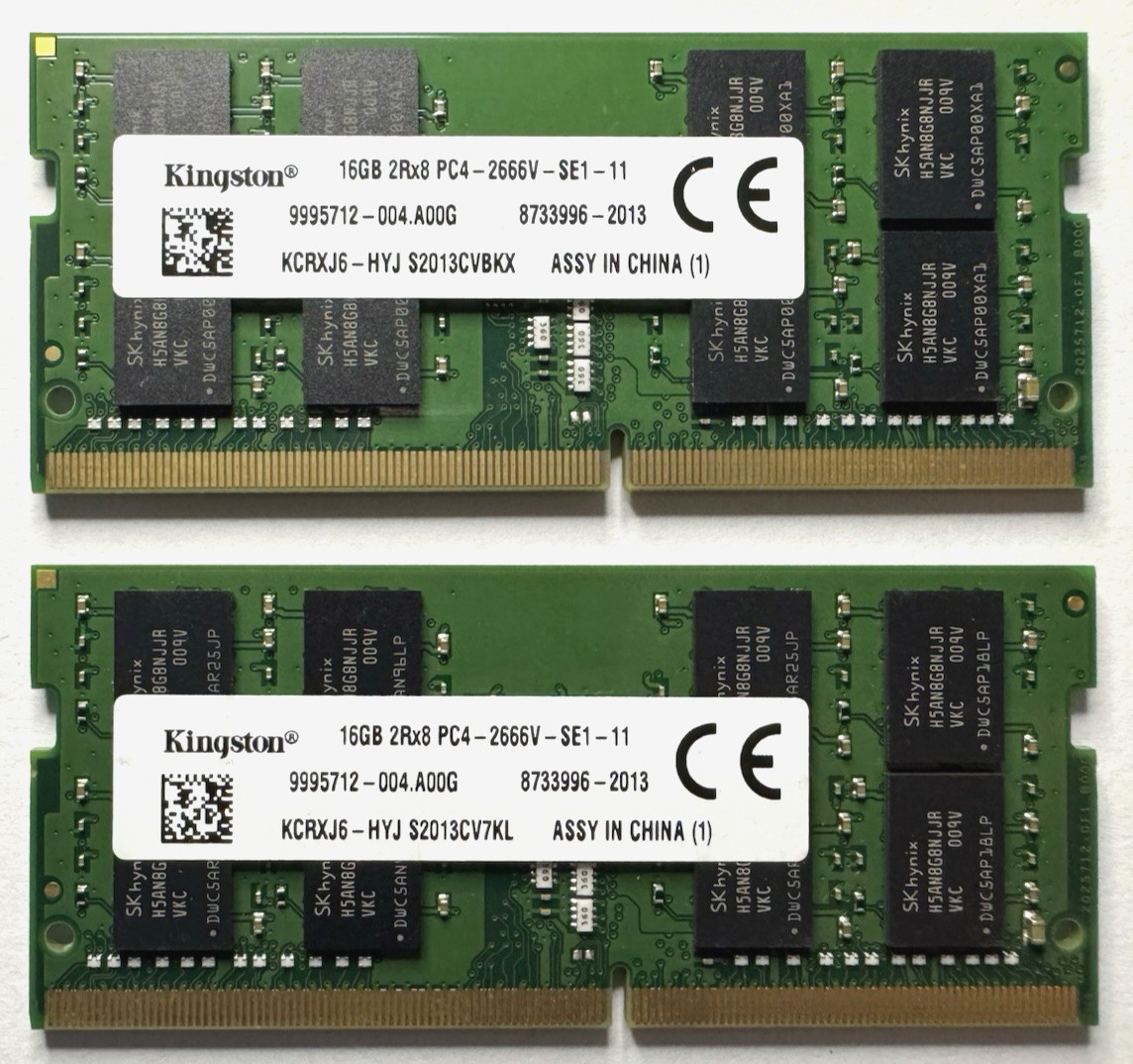 Kingston 32GB (2x16GB) DDR4 2666MHz SODIMM Laptop RAM Memory
