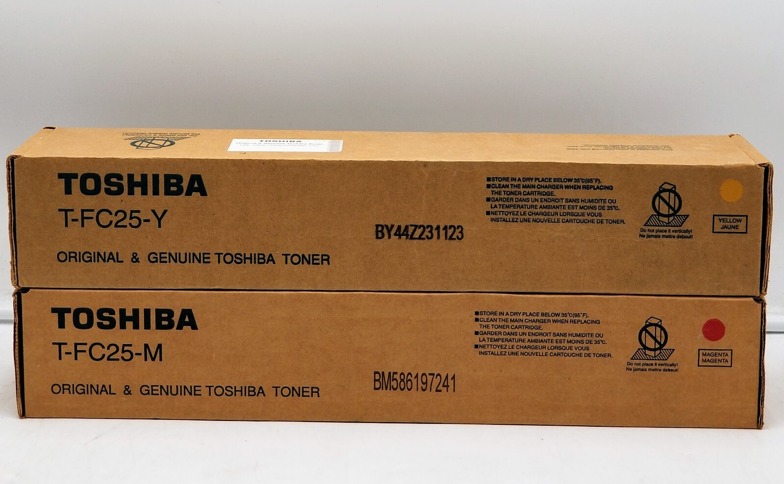 LOT OF (2) Genuine Toshiba X1 T-FC25-Y YELLOW & X1 T-FC25- M MAGENTA